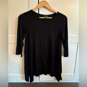 Eileen Fisher Organic Cotton Long Sleeve Basic Top XXS casual chic minimalist